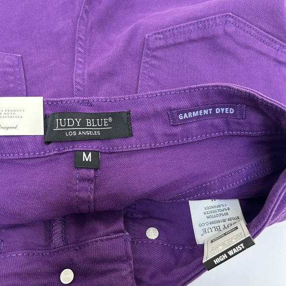 Judy Blue‎ NWT Hi-Rise Tummy Control Purple Denim Shorts Sz Medium Style #150268 - Picture 3 of 6